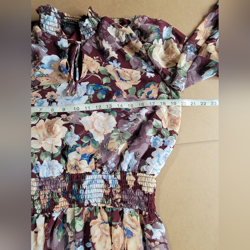 HALOGEN Floral long Sleeves Lined Multi Color Dress Size- Small - Picture 5 of 8